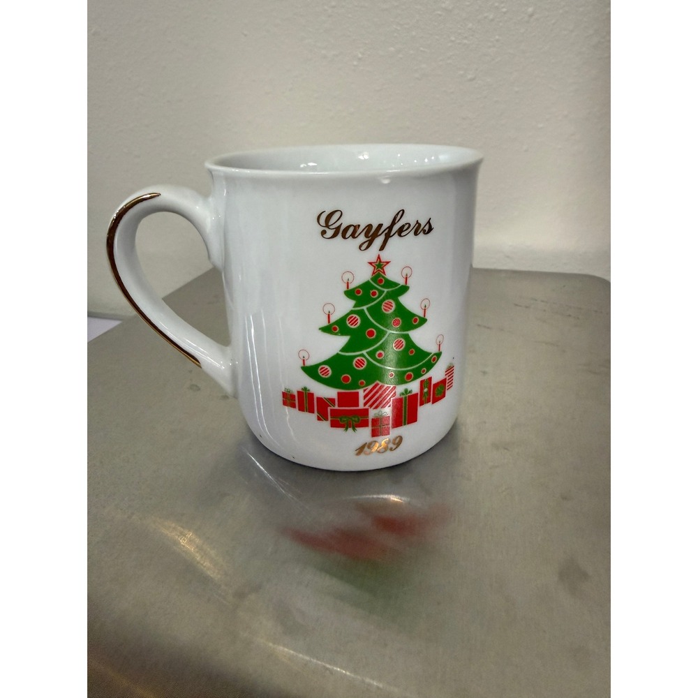 Gayfers 1989 Christmas Mug Royal Ann Fine China Vintage Holiday